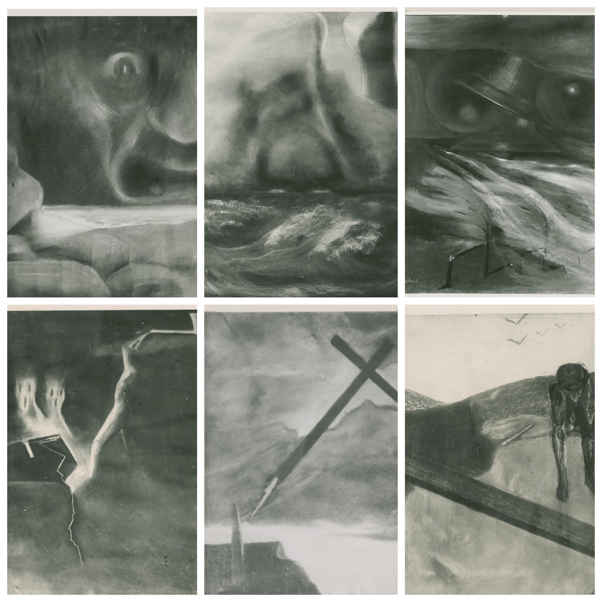 Composite of the six known archival reproductions from M. K. Čiurlionis's Audra cycle