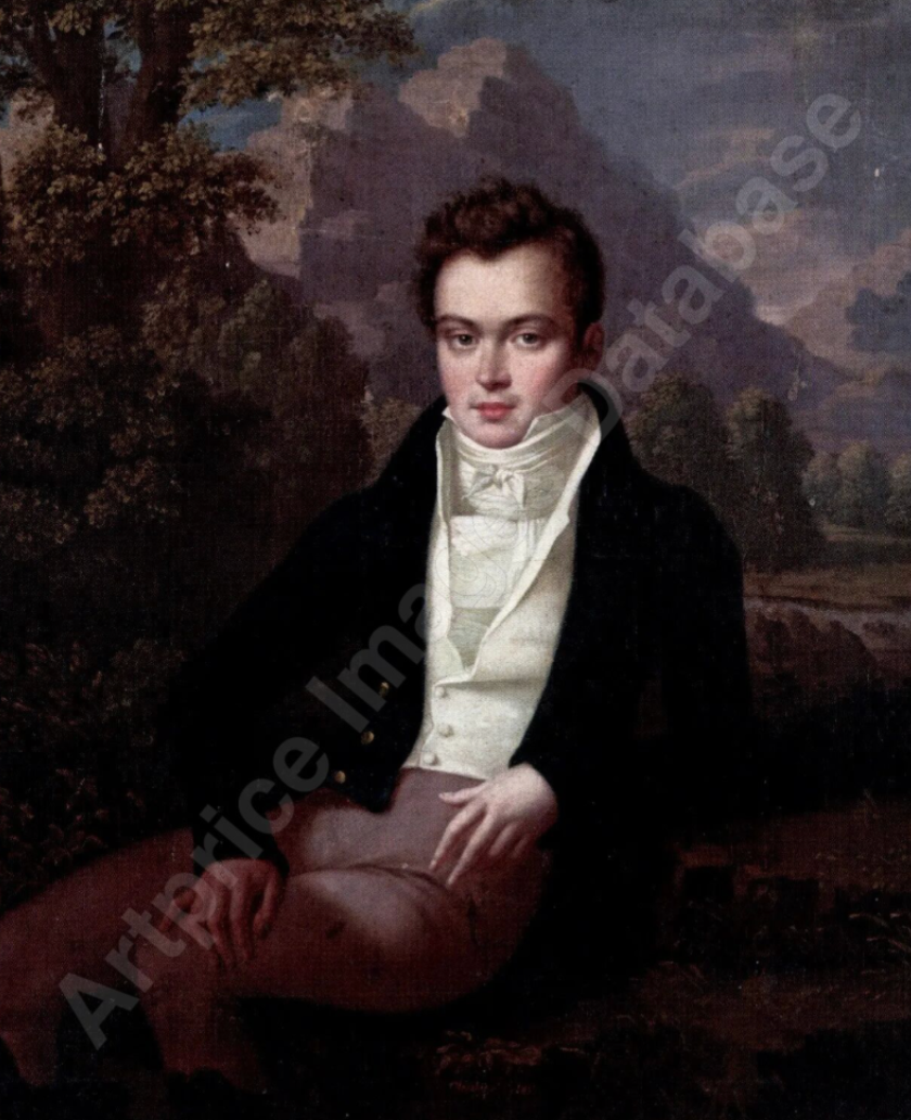 Józef Oleszkiewicz, Portrait of a gentleman in a blue coat, 1817