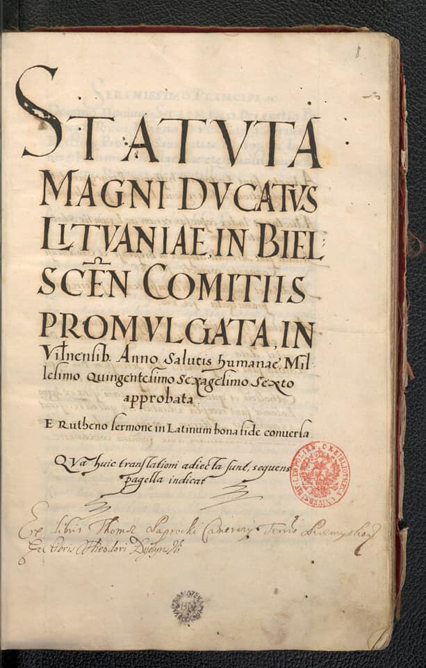 Latin translation of the Second Lithuanian Statute, 1576