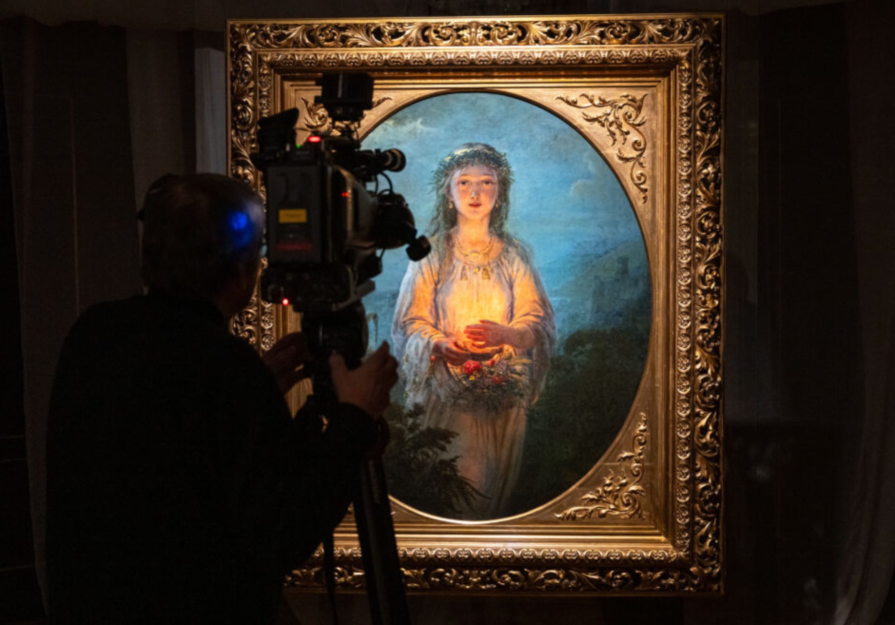 Vaidilutė during filming at the Vilnius Picture Gallery