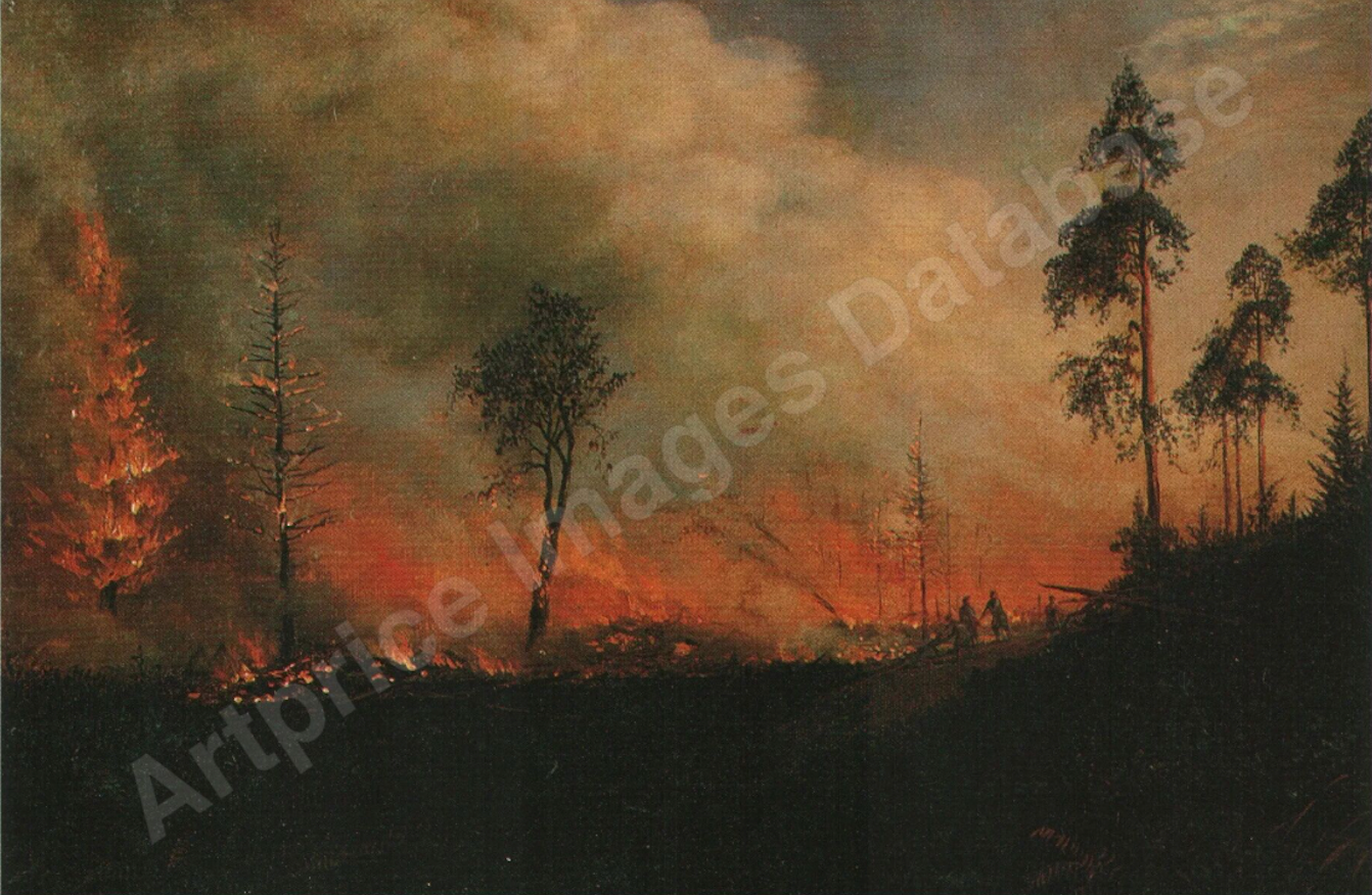Wincenty Dmochowski, Forest Fire, 1860